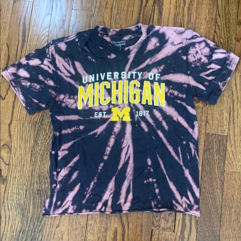 U Michigan Bleach dyed kids T